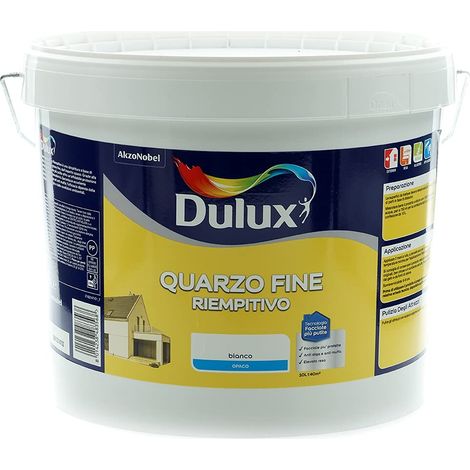 Dulux Pittura Riempitiva a Base di Farina di Quarzo a Grana Fine per Esterni Anti Alga e Anti Muffa, 10 Litri, Bianco, 10L