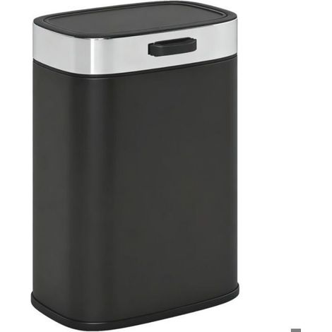 Poubelle de cuisine en acier inoxydable avec couvercle à ouverture permanente, seau intérieur amovible, 21,5 x 19,5 x 30 cm, noire (1/5)