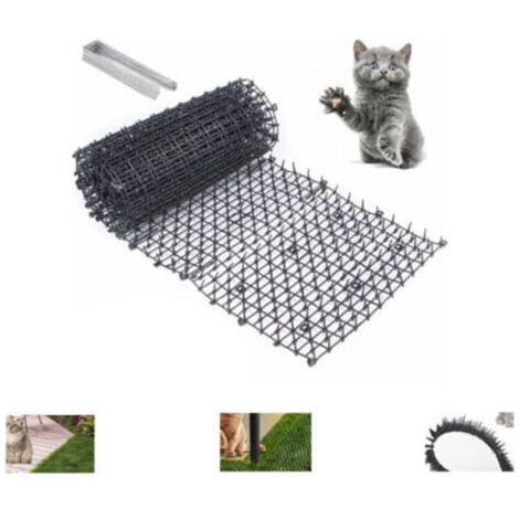 Tapis anti-chat avec pointes 200x30 cm - Dissuasion efficace pour chat, chien, lapin - 8 ancrages U, écologique, jardin, clôture, protection des plantes (1/4)