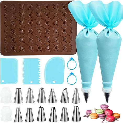 Tapis de Cuisson en Silicone pour Macarons - 48 Puits, 2 Poches à Douille et 12 Douilles (1/5)