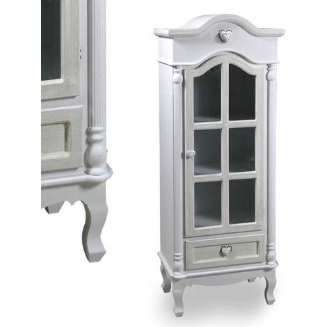 CREDENZA VINCY CON 2 CASSETTI E VETRINA 55X36X145CM BIANCA