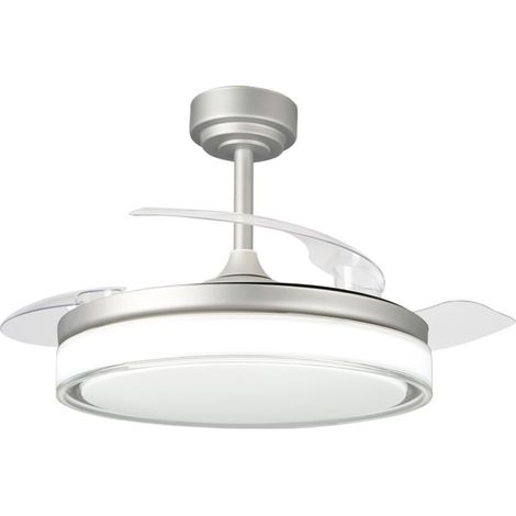 Ventilatore LED con pale retrattili Aneto Grigio 72W 7920Lm CCT