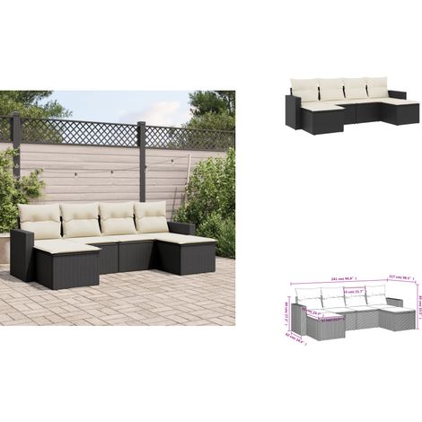 Salon de jardin 6 pcs avec coussins noir résine tressée - Salon De Jardin - Meuble Extérieur - Résine Tressée - Salon D'extérieur - Canapé D'extérieur (1/3)
