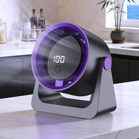 Mini ventilateur 100 vitesses – Contrôle précis du flux d’air – Écran LED digital – Silencieux – Pince polyvalente (bureau, lit, étagère) – Rechargeable USB – Pour travail, étude, sommeil, voyage (1/4)