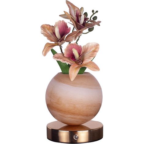 Lampe de table florale, veilleuse orchidée 3 couleurs, lampe artificielle sans fil à intensité variable tactile avec vase, éclairage décoratif LED de bureau pour fêtes et décoration intérieure (Orchid (1/5)