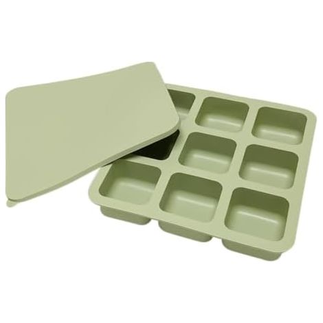 Bac à glaçons en silicone  Récipient réutilisable en silicone à 9 cavités avec couvercle  Conteneur à glaçons  Idéal pour cocktails, whisky, café, fêtes, boissons, apéritifs, bar, camping, chocolats,  (1/5)