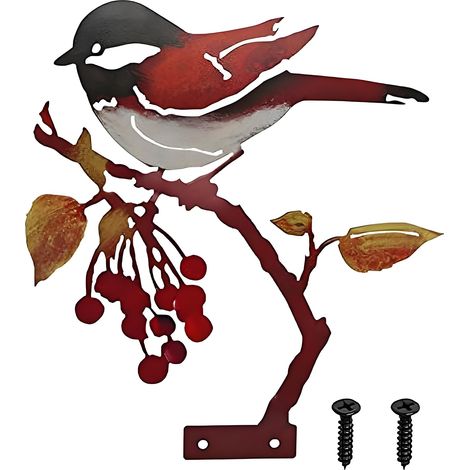 Figurine Oiseau - Fer Rouillé - Décoration Extérieure Jardin - Pour Étang Pergola Clôture - 20 x 20 cm - Lot de 1 (1/5)
