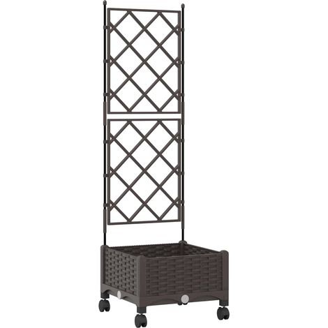 Maison Exclusive - Vaso da giardino con grigliato e ruote Marrone PP (1/5)