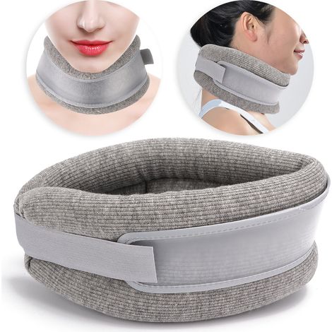 Dispositif de Traction Cervicale, Collier Cervical Correctif Respirant avec Sangle de Fixation et Support, Taille Moyenne, Gris (1/5)