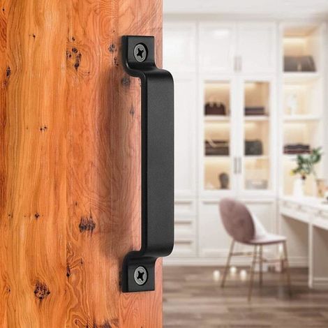 Poignée De Porte - Acier Au Carbone - Pour Portes Garages Granges Remises Placards - Noir - 160 Mm - Lot De 2 (1/4)