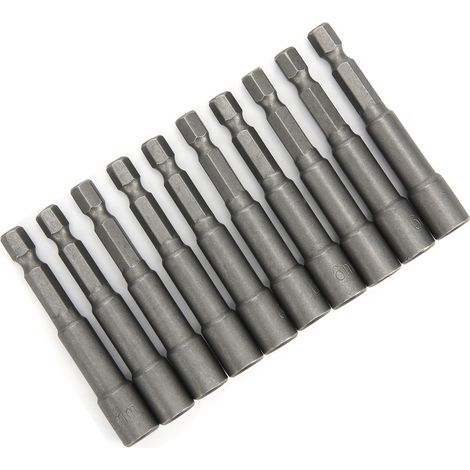 Satz mit 6 magnetischen Steckschlüsseln, Chrom-Vanadium-Stahl, 6 x 6,35 mm, 10-teiliges Set, Handwerkzeuge (1/5)