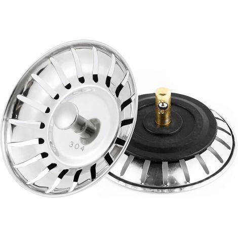 2 Pièces Crépine d'évier de Cuisine, Filtre Évier Cuisine, 304 Bouchon Evier Cuisine Inoxydable, Bonde à Panier Filtre Evier, Panier à Tamis pour Évie (1/5)