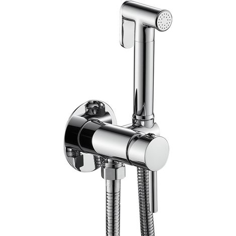Hygienic shower kit with mixer round model Chrome (1/3)