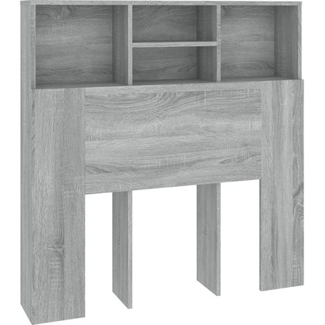 Testiera con accessorio letto contenitore ripiano comodino 100 x 19 x 103,5 cm MDF grigio TDL0200013
