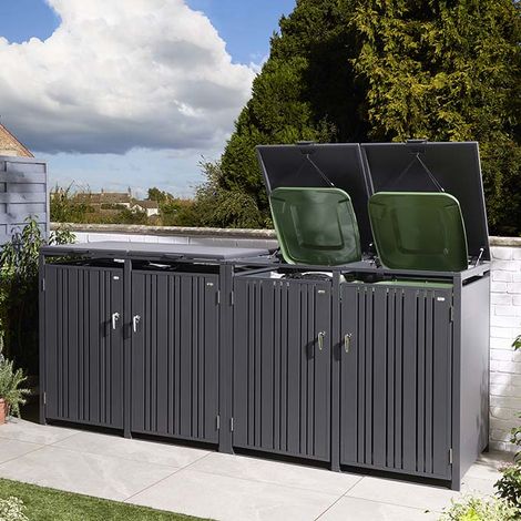 Rowlinson Wimbledon Quadruple Metal Bin Store - Anthracite