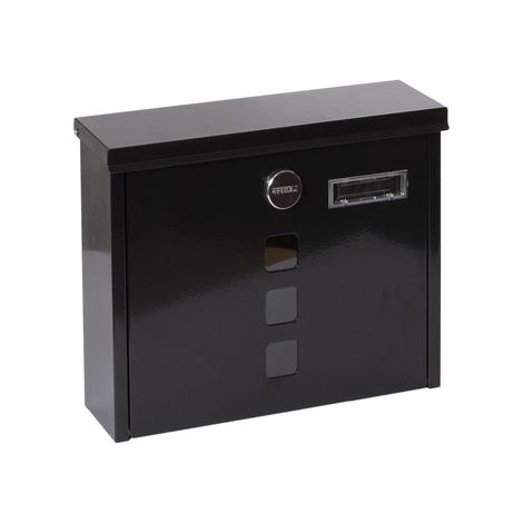 ARREGUI Chance E7104 Briefkasten aus Verzinktem Stahl, Größe M (DIN A4), Wandbriefkasten mit Schutzklappen für Einwurf und Schloss, Postkasten mit Sichtfenstern und Namensschild, Einfache Montage, Sch