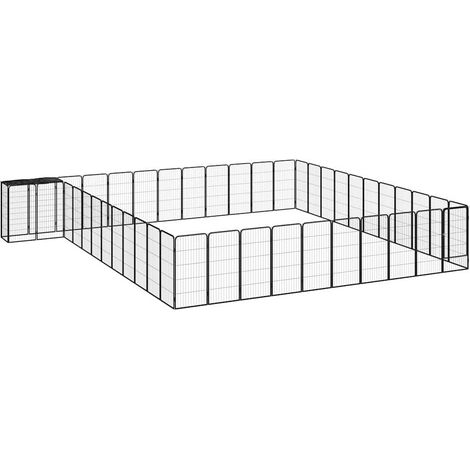 vidaXL Jaula perros 46 paneles acero recubierto polvo negro 50x100 cm (1/5)