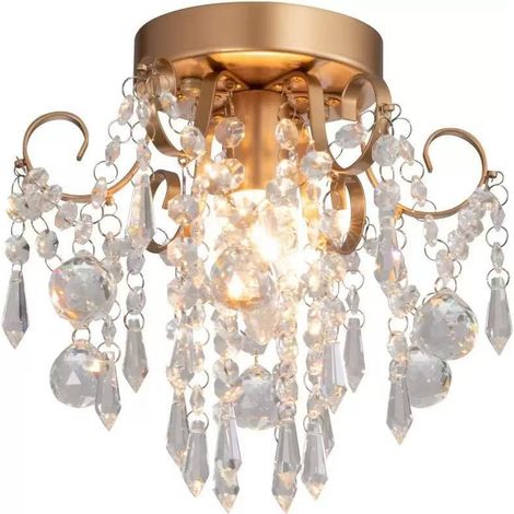 Moderne Lustre Cristal, Plafonnier Cristal Salon, Plafonnier Or Salon D25xH30cm (1/5)