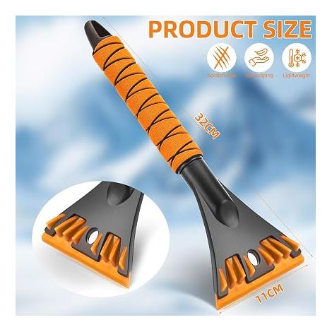 2pcs Grattoir à Glace pour Voiture 32×11cm – Brosse & Grattoir Glace Voiture avec Manche Amovible – Abs Robuste Orange – Auto Multifonction Réutilisable (1/5)