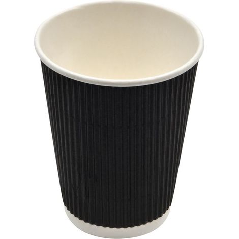 Gobelet en carton blanc double paroi ondulée noir - 500 unités - Betik