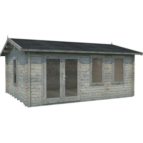 Abri de jardin en bois Iris 19,1 m2 Traité Gris (1/5)