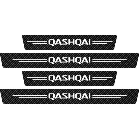 (4 pièces Qashqai) 4 autocollants de protection anti-rayures pour seuil de porte Nissan Qashqai,logo,protection de seuil de voiture,accessoires auto en fibre de carbone (1/3)