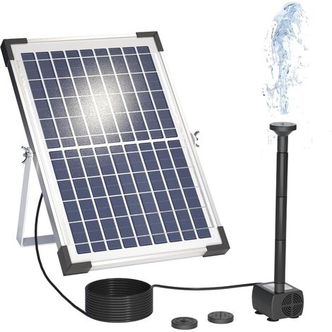 Bomba solar de 9V/10W y 300L/h – Panel grande + 3 boquillas – Para aves/acuarios/estanques/jardines – Oxigenador
