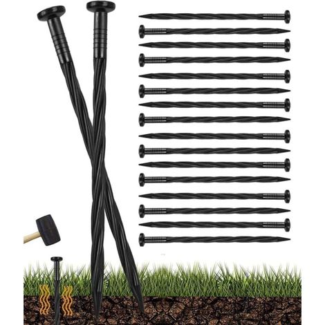 100 Stück Kunststoff-Gartenrand-Erdanker, 20 cm lange spiralförmige Bodenanker, Zeltanker für Rasenkanten, Pflastersteineinfassungen und Rasenwege (1/4)
