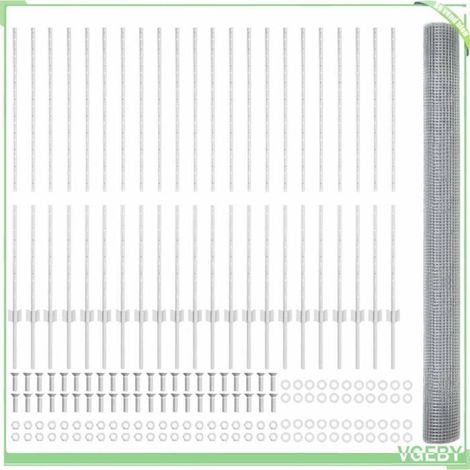 Clôture acier argent 50 x 1,4 m — kit 88 poteaux, résistante aux intempéries (1/5)