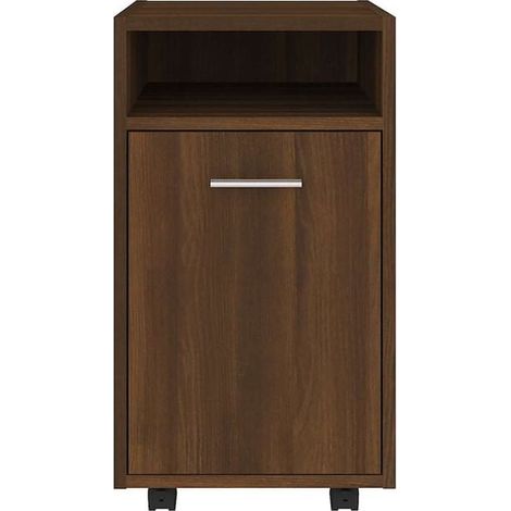 Meuble de Rangement sur Roulettes en Bois, Couleur Chêne Brun, 33 x 38 x 60 cm, Armoire de Stockage Mobile avec Étagères pour Salon, Cuisine ou Bureau (1/5)