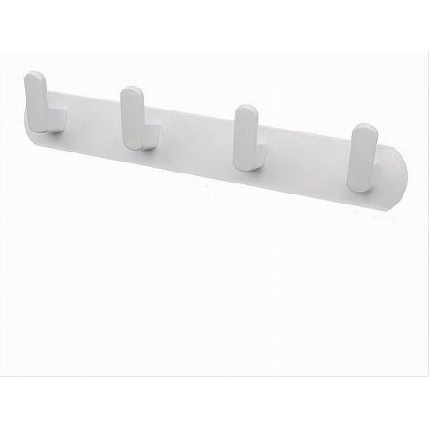 TRADE SHOP - Appendiabiti Con 4 Ganci Appendino Asciugamano Da Bagno Casa Cucina Bianco 59743 - (1/3)