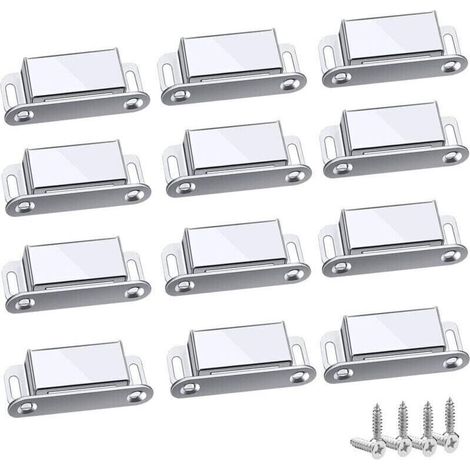 Loquet Magnetique, 12 Pièces Aimants loqueteaux magnétiques Placard Aimant Puissant Robuste Jusqu'à 6kg, Pour Tiroirs Porte de Douche Aimanté Armoire Placard, Cabinet, Meubles (45mm-12pc) (1/4)