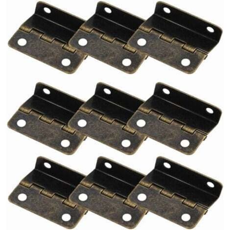 Charnières demi-encastrées pour portes et meubles – 9 pièces, finition bronze, système 3 volets rétro, montage décalé (1/5)