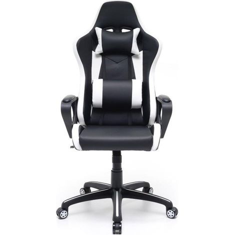 Poltrona Gaming Professionale Bianca con Ruote Girevoli Antiscivolo - Dimensioni: 63x63xH118 (126) cm