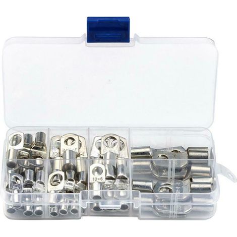 60 Pcs Cosses Électrique Trou boulon en Cuivre Étamé Connecteurs SC à sertir/souder pour câble de 6m㎡ 8m㎡ 10m㎡ 16m㎡ 25m㎡