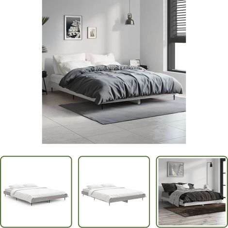 vidaXL Estructura de cama madera de ingeniería gris Sonoma 135x190 cm (1/5)