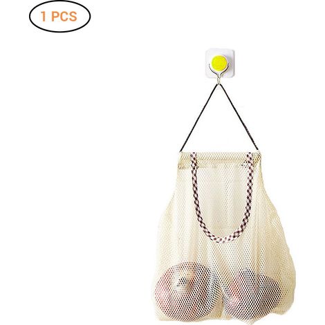 Sac de rangement suspendu en filet respirant pour légumes et fruits, pratique et aéré (1/5)