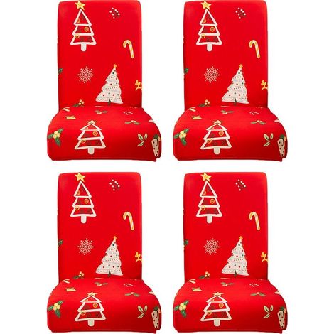Set of 4 covers of chairs of dining room for Christmas, extendable, removable and washable (1/5)