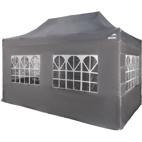 MaxxGarden Cenador de jardín - Pabellón 3x6 m - Carpa de jardín - Carpa de fiesta - 18m² - Protección UV 50+ - Impermeable - 4 laterales - Antracita (1/5)