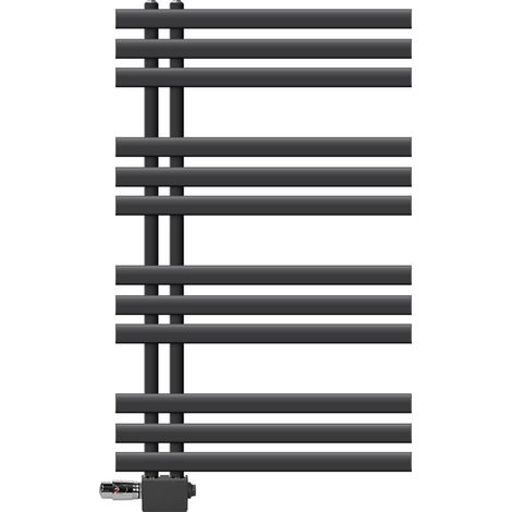 LuxeBath Radiateur Design Iron EM 600x1000 mm Anthracite Raccord Central au Bas avec Garniture de Raccordement Universel Forme d'Angle et de Passage + Thermostat, Sèche-Serviettes avec Kit de Montage (1/5)