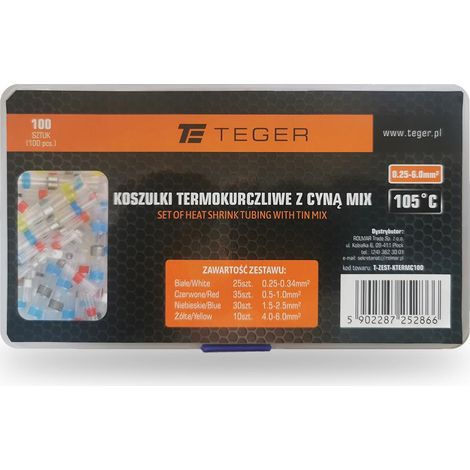 Set mit Schrumpfschläuchen mit Zinnverzinnung, Teger MIX, 100 Stück (1/3)