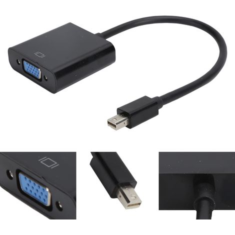 Câble adaptateur Mini DP mâle vers VGA femelle en ABS noir pour ordinateur PC ThinkPad (1/5)