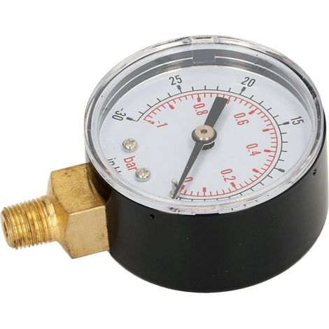 Jauge De Pression, Jauge De Pression D'eau 1/8in BSPT Interface En Laiton Bonne étanchéité à L'air Manomètre à Vide Pour Filtre à Eau Pompe De Puits Test De Basse Pression De Pneu à Air (1/5)