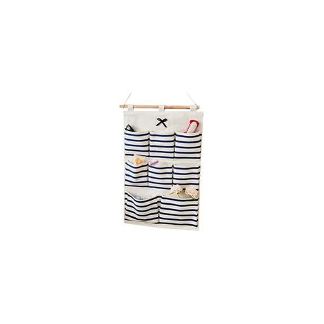 Badezimmer-Organizer mit 8 Fächern für Wand oder Tür, aus Baumwolle und Leinen, für Unterwäsche, Socken, Spielzeug und Schlüssel. Faltbarer Sortierbeutel für Schlüssel und Unterwäsche. – Crezuo