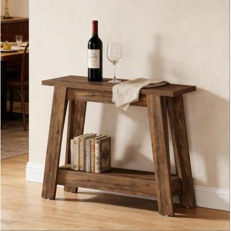 Mueble recibidor con 2 estantes de madera 105x30x80 cm OKMYHOME (1/5)