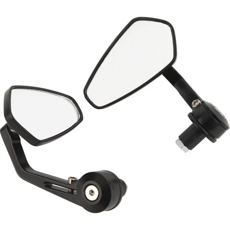Rétroviseurs Moto Noirs x2, Gauche et Droite, Forme Pentagone, Miroirs Latéraux pour Guidon (1/5)