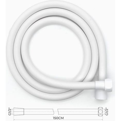 Flexibler PVC-Duschschlauch 150 cm Universal G1/2 mit doppeltem Verdrehschutz und knickfest mit Dichtungsverbindungen (1/5)