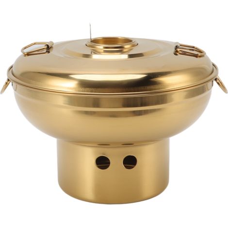 Pot à thé au lait portable en acier inoxydable avec charbon de bois et petite glaçons, or. (1/5)