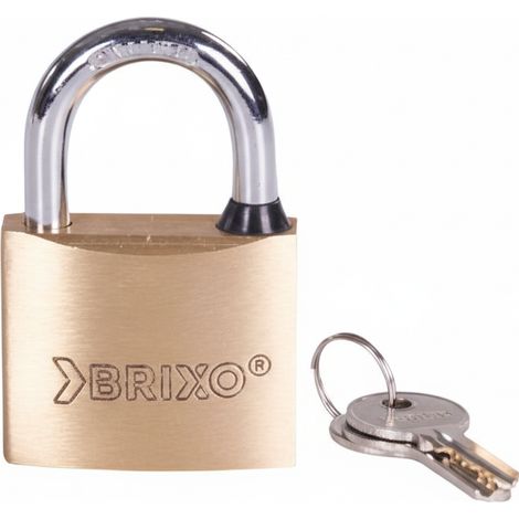 Lucchetto rettangolare in ottone 30 mm con arco in acciaio temperato nichelato doppia chiusura brixo 271410 (1/2)
