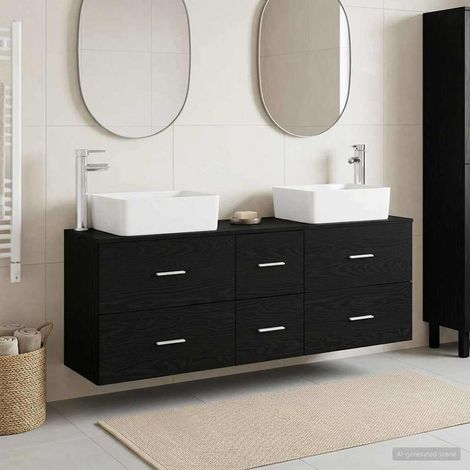 vidaXL Bathroom Cabinet Set 3 pcs Black 136 x 35 x 80 cm (1/5)
